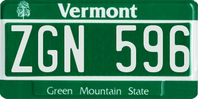 VT license plate ZGN596