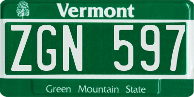 VT license plate ZGN597
