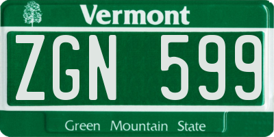 VT license plate ZGN599