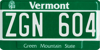 VT license plate ZGN604
