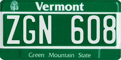 VT license plate ZGN608