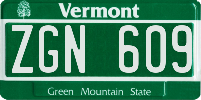 VT license plate ZGN609