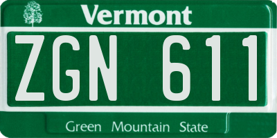 VT license plate ZGN611