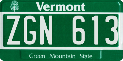 VT license plate ZGN613