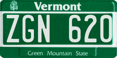VT license plate ZGN620