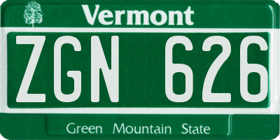 VT license plate ZGN626