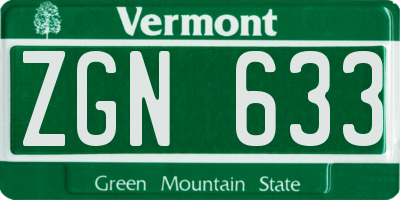 VT license plate ZGN633