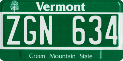 VT license plate ZGN634