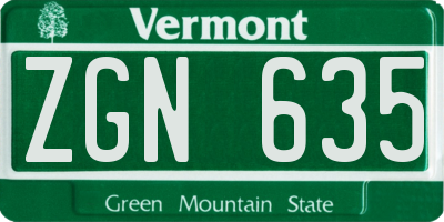 VT license plate ZGN635