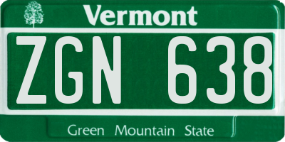 VT license plate ZGN638