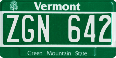VT license plate ZGN642