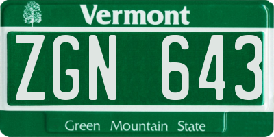 VT license plate ZGN643