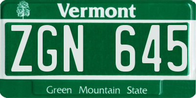 VT license plate ZGN645
