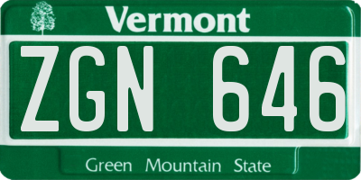 VT license plate ZGN646