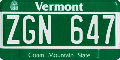 VT license plate ZGN647