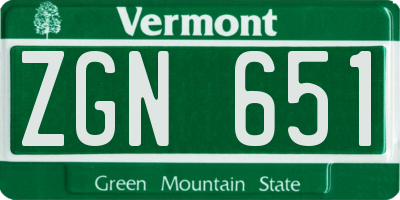 VT license plate ZGN651