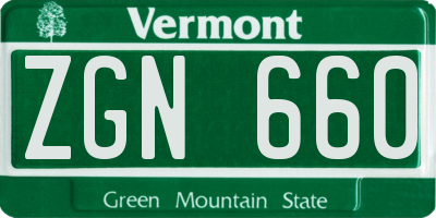 VT license plate ZGN660