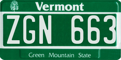 VT license plate ZGN663