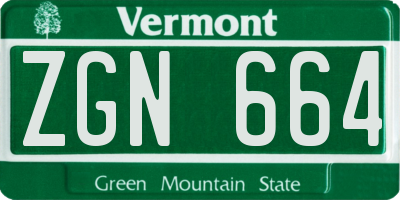 VT license plate ZGN664