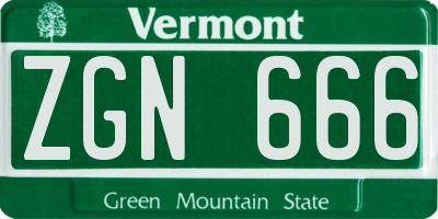 VT license plate ZGN666
