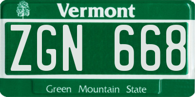 VT license plate ZGN668