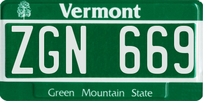VT license plate ZGN669