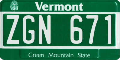 VT license plate ZGN671
