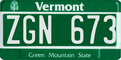 VT license plate ZGN673