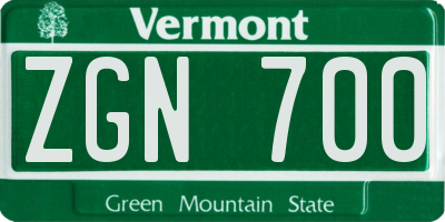 VT license plate ZGN700