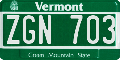 VT license plate ZGN703