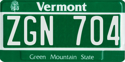 VT license plate ZGN704