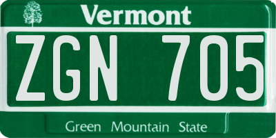 VT license plate ZGN705