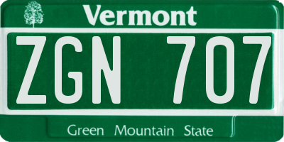 VT license plate ZGN707