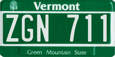 VT license plate ZGN711