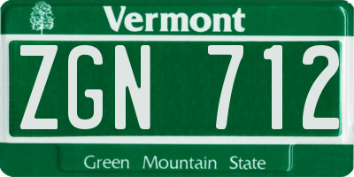 VT license plate ZGN712