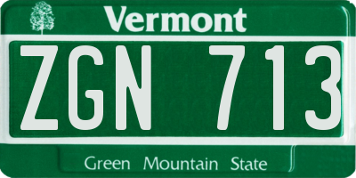 VT license plate ZGN713