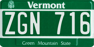 VT license plate ZGN716