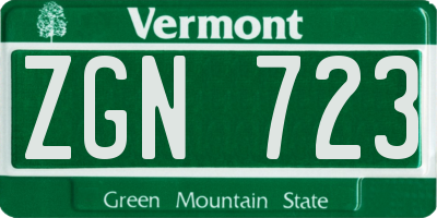 VT license plate ZGN723