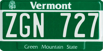 VT license plate ZGN727