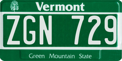 VT license plate ZGN729