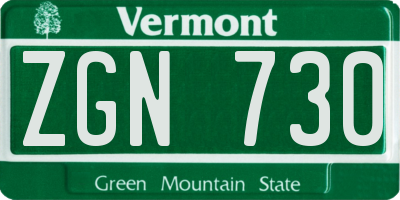 VT license plate ZGN730