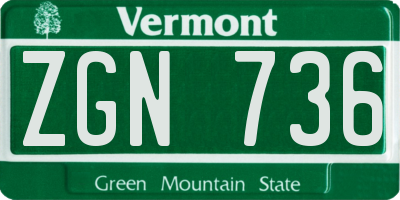 VT license plate ZGN736