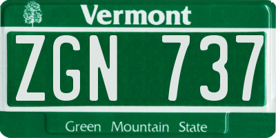 VT license plate ZGN737