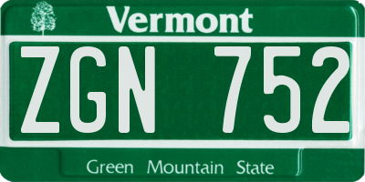 VT license plate ZGN752