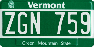 VT license plate ZGN759