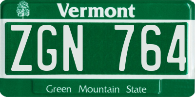 VT license plate ZGN764
