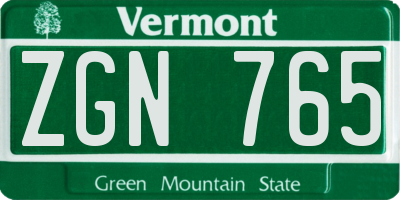 VT license plate ZGN765