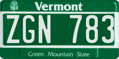 VT license plate ZGN783