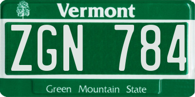 VT license plate ZGN784