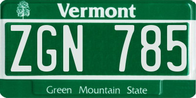 VT license plate ZGN785